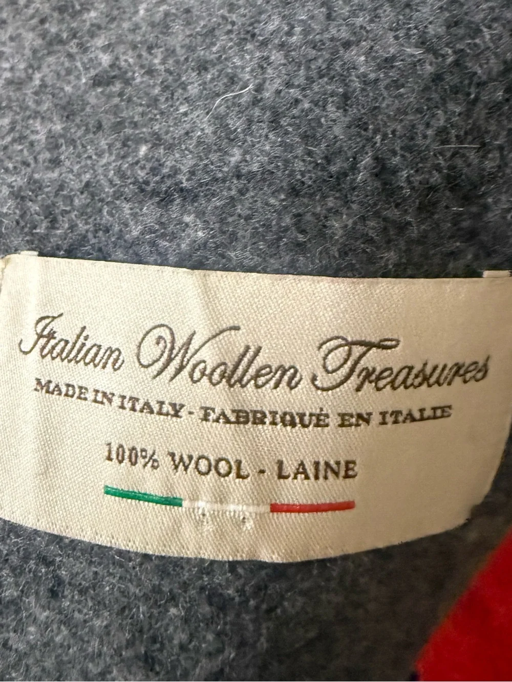 Italian Woollen Treasures Mens Gray Wool Neck Warmer Rectangle Scarf